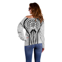 Philippines Batok Tribal Inspired Tattoo White Off Shoulder Sweater LT05 - Polynesian Pride