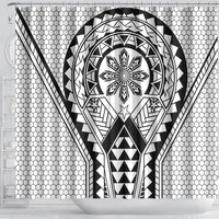 Philippines Batok Tribal Inspired Tattoo White Shower Curtain LT05 - Polynesian Pride