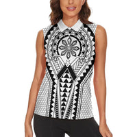 Philippines Batok Tribal Inspired Tattoo White Women Sleeveless Polo Shirt LT05 - Polynesian Pride