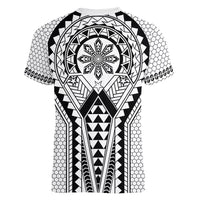Philippines Batok Tribal Inspired Tattoo White Women V-Neck T-Shirt LT05 - Polynesian Pride