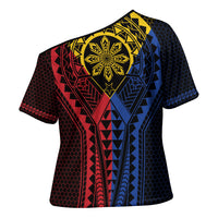 Philippines Batok Tribal Inspired Tattoo Cross Shoulder Shirt LT05 - Polynesian Pride