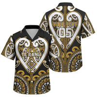 Custom Aotearoa Ngai Te Rangi Family Matching Off The Shoulder Long Sleeve Dress and Hawaiian Shirt Maori Tribal Pattern LT05 Son's Shirt Gold - Polynesian Pride