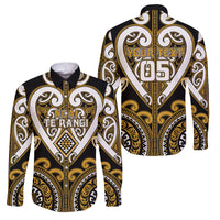 Custom Aotearoa Ngai Te Rangi Family Matching Summer Maxi Dress and Hawaiian Shirt Maori Tribal Pattern LT05 Dad's Shirt - Long Sleeve Gold - Polynesian Pride