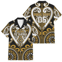 Custom Aotearoa Ngai Te Rangi Family Matching Tank Maxi Dress and Hawaiian Shirt Maori Tribal Pattern LT05 Dad's Shirt - Short Sleeve Gold - Polynesian Pride