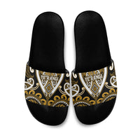 Aotearoa Ngai Te Rangi Slide Sandals Maori Tribal Pattern LT05 Gold - Polynesian Pride