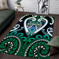 Aotearoa Ngati Ranginui Area Rug Maori Tribal Pattern LT05 Cyan - Polynesian Pride