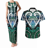 Custom Aotearoa Ngati Ranginui Couples Matching Tank Maxi Dress and Hawaiian Shirt Maori Tribal Pattern LT05 Cyan - Polynesian Pride