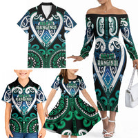 Custom Aotearoa Ngati Ranginui Family Matching Off The Shoulder Long Sleeve Dress and Hawaiian Shirt Maori Tribal Pattern LT05 - Polynesian Pride