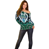 Custom Aotearoa Ngati Ranginui Off Shoulder Sweater Maori Tribal Pattern LT05 - Polynesian Pride