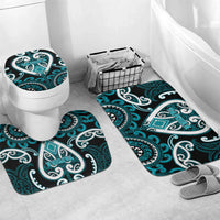 Aotearoa Tapuika Bathroom Set Maori Tribal Pattern LT05 Mat Set Only (3 pcs) One Size Teal - Polynesian Pride
