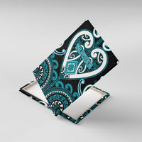 Aotearoa Tapuika Canvas Wall Art Maori Tribal Pattern LT05 With Frame Teal - Polynesian Pride
