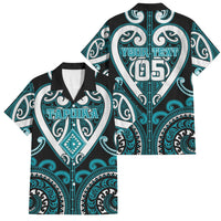 Custom Aotearoa Tapuika Family Matching Short Sleeve Bodycon Dress and Hawaiian Shirt Maori Tribal Pattern LT05 Dad's Shirt - Short Sleeve Teal - Polynesian Pride