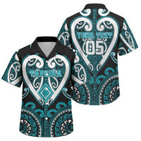 Custom Aotearoa Tapuika Family Matching Tank Maxi Dress and Hawaiian Shirt Maori Tribal Pattern LT05 Son's Shirt Teal - Polynesian Pride