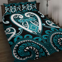 Aotearoa Tapuika Quilt Bed Set Maori Tribal Pattern LT05 Teal - Polynesian Pride
