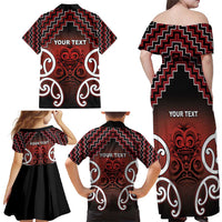 Personalised Aotearoa Mana Motuhake Family Matching Off Shoulder Maxi Dress and Hawaiian Shirt Poutama With Maori Pattern - Polynesian Pride