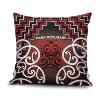 Aotearoa Mana Motuhake Pillow Cover Poutama With Maori Pattern LT05 Red - Polynesian Pride