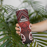 Personalised Aotearoa Mana Motuhake Skinny Tumbler Poutama With Maori Pattern - Polynesian Pride