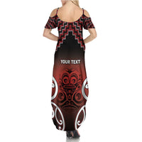 Personalised Aotearoa Mana Motuhake Summer Maxi Dress Poutama With Maori Pattern - Polynesian Pride