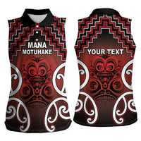Personalised Aotearoa Mana Motuhake Women Sleeveless Polo Shirt Poutama With Maori Pattern - Polynesian Pride
