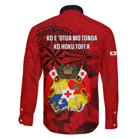 Tonga King Tupou I Day Family Matching Off Shoulder Short Dress and Hawaiian Shirt Tropical Flowers With Ngatu Pattern LT05 - Polynesian Pride