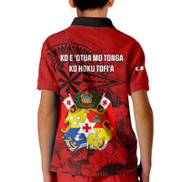 Tonga King Tupou I Day Kid Polo Shirt Tropical Flowers With Ngatu Pattern LT05 - Polynesian Pride