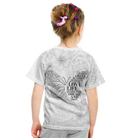 Lung Cancer Awareness Kid T Shirt Never Give Up Polynesian Style LT05 - Polynesian Pride