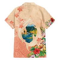 Hawaii Kauai Na Pali Coast Landscape Family Matching Off Shoulder Short Dress and Hawaiian Shirt