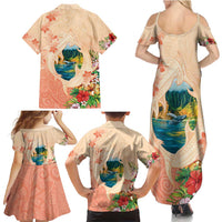 Hawaii Kauai Na Pali Coast Landscape Family Matching Summer Maxi Dress and Hawaiian Shirt