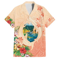 Hawaii Kauai Na Pali Coast Landscape Family Matching Tank Maxi Dress and Hawaiian Shirt LT05 Dad's Shirt - Short Sleeve Peach - Polynesian Pride