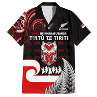 Aotearoa Toitu He Whakaputanga Family Matching Tank Maxi Dress and Hawaiian Shirt Toitu Te Tiriti O Waitangi LT05 Dad's Shirt - Short Sleeve Black - Polynesian Pride