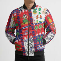 Wallis And Futuna Christmas Bomber Puffer Jacket Festive Beach Vibes - Polynesian Pride