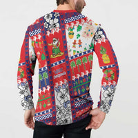 Wallis And Futuna Christmas Button Sweatshirt Festive Beach Vibes - Polynesian Pride