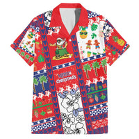 Wallis And Futuna Christmas Family Matching Off Shoulder Maxi Dress and Hawaiian Shirt Festive Beach Vibes LT05 Dad's Shirt - Short Sleeve Red - Polynesian Pride