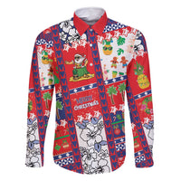 Wallis And Futuna Christmas Family Matching Off Shoulder Maxi Dress and Hawaiian Shirt Festive Beach Vibes LT05 Dad's Shirt - Long Sleeve Red - Polynesian Pride