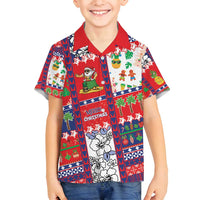 Wallis And Futuna Christmas Family Matching Puletasi and Hawaiian Shirt Festive Beach Vibes LT05 Son's Shirt Red - Polynesian Pride