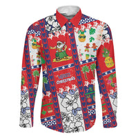Wallis And Futuna Christmas Family Matching Short Sleeve Bodycon Dress and Hawaiian Shirt Festive Beach Vibes LT05 Dad's Shirt - Long Sleeve Red - Polynesian Pride