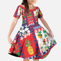 Wallis And Futuna Christmas Family Matching Tank Maxi Dress and Hawaiian Shirt Festive Beach Vibes LT05 Daughter's Dress Red - Polynesian Pride