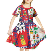 Wallis And Futuna Christmas Kid Short Sleeve Dress Festive Beach Vibes LT05 - Polynesian Pride