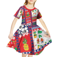 Wallis And Futuna Christmas Kid Short Sleeve Dress Festive Beach Vibes - Polynesian Pride