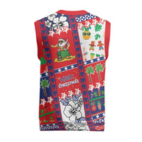 Wallis And Futuna Christmas Knitted V-Neck Vest Festive Beach Vibes - Polynesian Pride