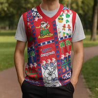 Wallis And Futuna Christmas Knitted V-Neck Vest Festive Beach Vibes - Polynesian Pride