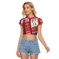 Wallis And Futuna Christmas Raglan Cropped T Shirt Festive Beach Vibes - Polynesian Pride