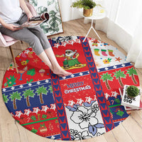 Wallis And Futuna Christmas Round Carpet Festive Beach Vibes - Polynesian Pride