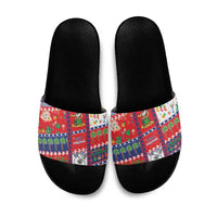 Wallis And Futuna Christmas Slide Sandals Festive Beach Vibes - Polynesian Pride