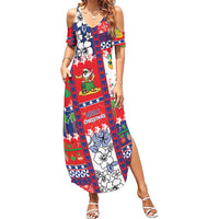 Wallis And Futuna Christmas Summer Maxi Dress Festive Beach Vibes LT05 Women Red - Polynesian Pride