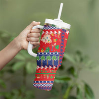 Wallis And Futuna Christmas Tumbler With Handle Festive Beach Vibes - Polynesian Pride