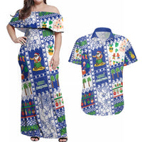 Northern Mariana Islands Christmas Couples Matching Off Shoulder Maxi Dress and Hawaiian Shirt Festive Beach Vibes - Polynesian Pride