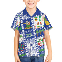 Northern Mariana Islands Christmas Family Matching Off The Shoulder Long Sleeve Dress and Hawaiian Shirt Festive Beach Vibes LT05 Son's Shirt Blue - Polynesian Pride