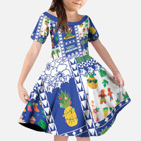 Northern Mariana Islands Christmas Family Matching Off Shoulder Short Dress and Hawaiian Shirt Festive Beach Vibes - Polynesian Pride