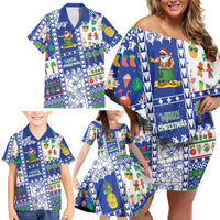Northern Mariana Islands Christmas Family Matching Off Shoulder Short Dress and Hawaiian Shirt Festive Beach Vibes - Polynesian Pride